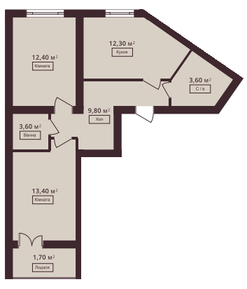 2-кімнатна 55.9 м² в ЖК Мюллер Хаус від 17 950 грн/м², с. Петропавлівська Борщагівка