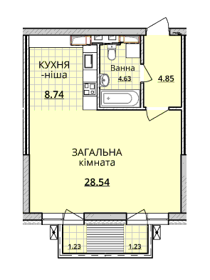 1-комнатная 47.5 м² в ЖК ObolonSky от застройщика, Киев