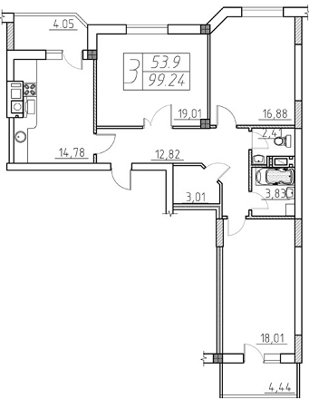3-кімнатна 99.24 м² в ЖК Prestige Apartments від 20 000 грн/м², Рівне