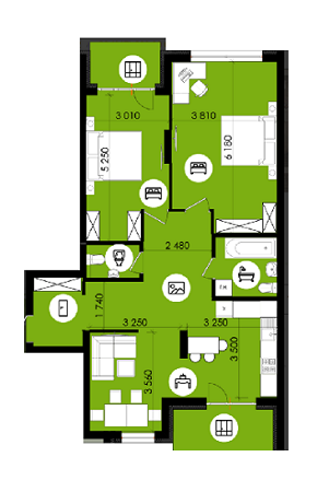 2-комнатная 89.76 м² в ЖК Royal Park от 15 500 грн/м², г. Дубляны