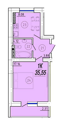 1-кімнатна 35.55 м² в ЖК Solaris від 14 680 грн/м², с. Крижанівка
