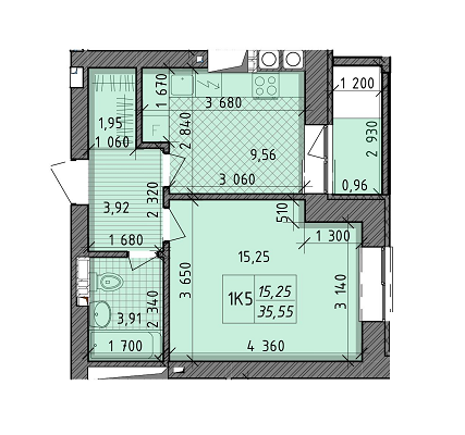 1-кімнатна 35.55 м² в ЖК Французький бульвар від забудовника, м. Вишгород