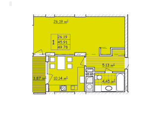 1-комнатная 49.78 м² в ЖК Strim Towers от застройщика, Львов