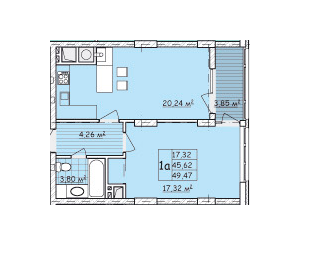 1-кімнатна 49.47 м² в ЖК Strim Towers від забудовника, Львів