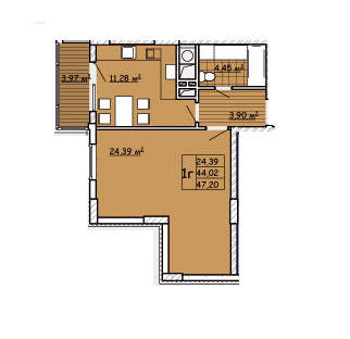 1-кімнатна 47.2 м² в ЖК Strim Towers від 15 500 грн/м², Львів