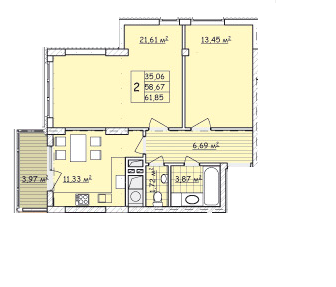 2-кімнатна 61.85 м² в ЖК Strim Towers від 15 500 грн/м², Львів