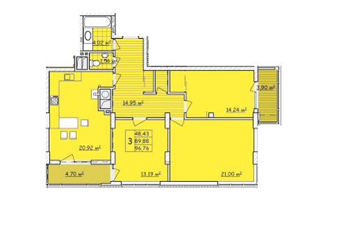 3-кімнатна 96.76 м² в ЖК Strim Towers від 15 500 грн/м², Львів