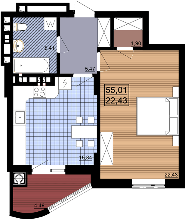 1-комнатная 55.01 м² в ЖК Z-119 от 17 350 грн/м², Львов