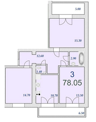 3-комнатная 78.05 м² в ЖСК Юго-Западный от застройщика, Хмельницкий