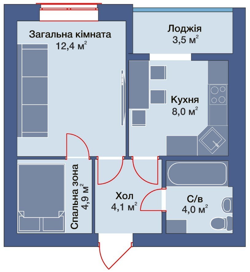 2-кімнатна 40.3 м² в КБ на Лісовій від 14 810 грн/м², м. Ірпінь