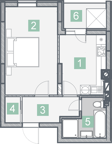 1-комнатная 41.18 м² в КД На Радистов от 27 000 грн/м², Киев