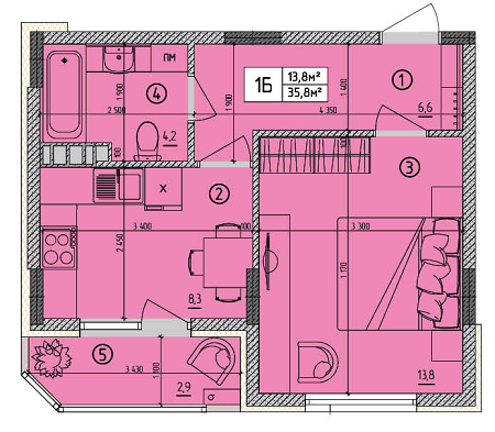 1-комнатная 35.8 м² в КД Тихая гавань от застройщика, Киев
