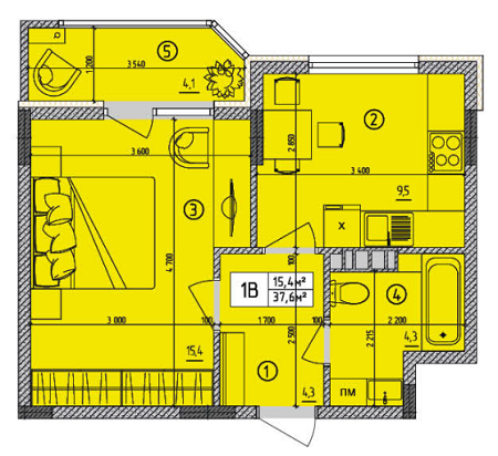 1-комнатная 37.6 м² в КД Тихая гавань от застройщика, Киев