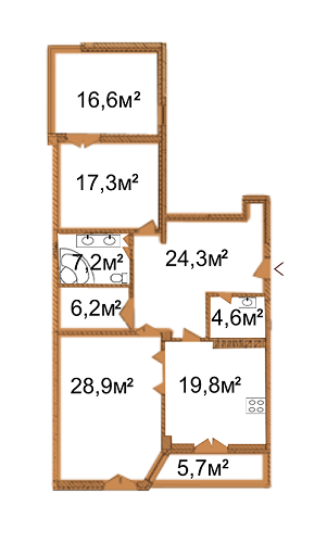 3-комнатная 118.5 м² в КД Arch House от 58 700 грн/м², Киев