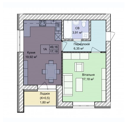 1-комнатная 49.16 м² в ЖК Гостомель Residence от 19 800 грн/м², пгт Гостомель