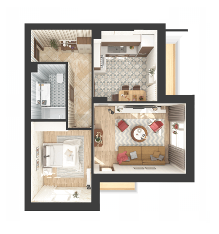 2-комнатная 53.56 м² в ЖК Green Side от 21 000 грн/м², г. Ирпень