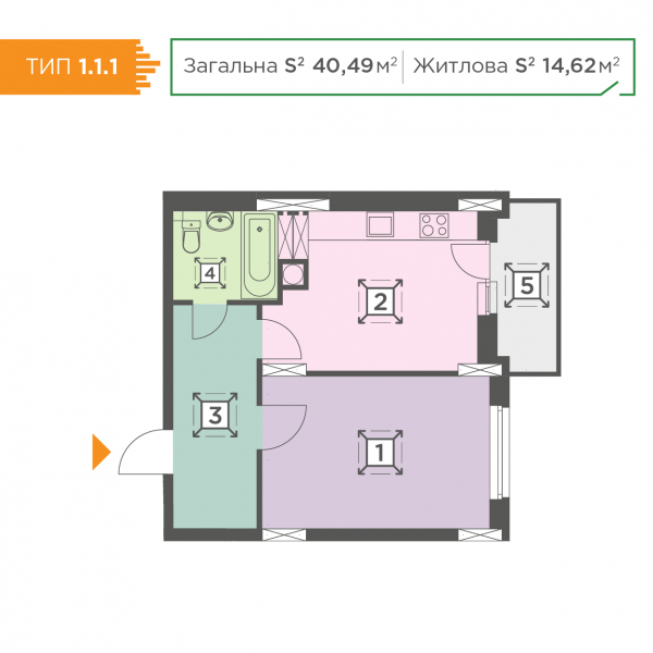 1-комнатная 40.49 м² в ЖК Melody Park от 14 200 грн/м², с. Пролиски