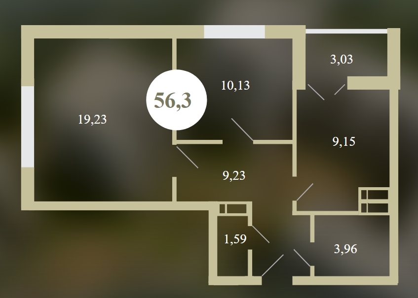 2-комнатная 56.32 м² в ЖК Chehov Парк Квартал от застройщика, г. Ирпень