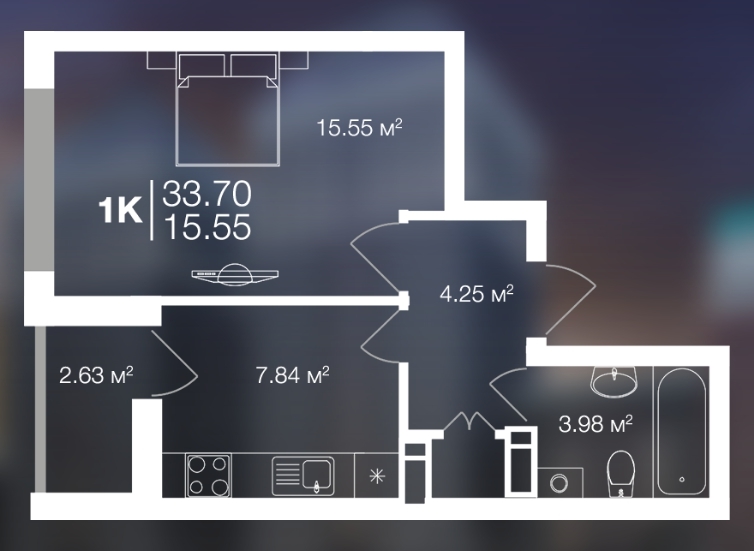 1-комнатная 33.7 м² в ЖК Irpin City от 12 500 грн/м², г. Ирпень