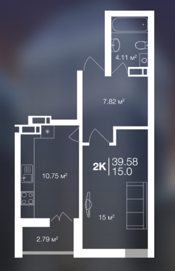 1-комнатная 39.58 м² в ЖК Irpin City от 12 500 грн/м², г. Ирпень