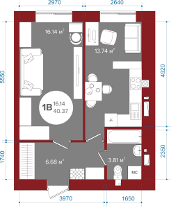 1-комнатная 40.37 м² в ЖК Олимп от 23 250 грн/м², г. Ирпень