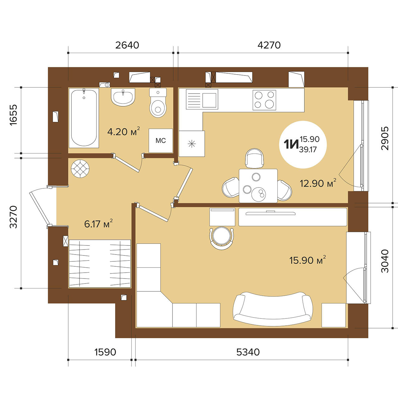 1-кімнатна 39.17 м² в ЖК Фаворит Premium від 26 050 грн/м², м. Ірпінь