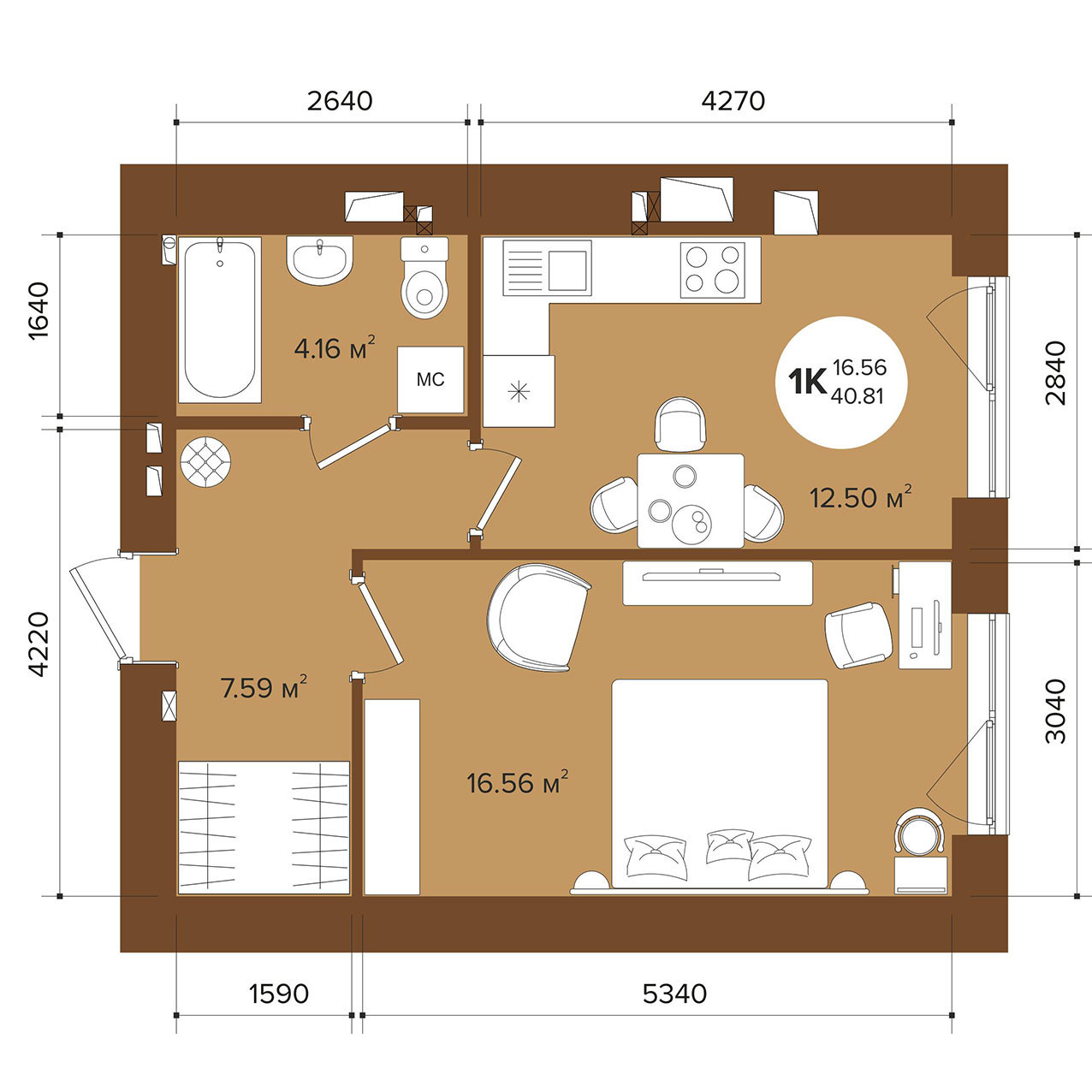 1-кімнатна 40.81 м² в ЖК Фаворит Premium від 22 000 грн/м², м. Ірпінь