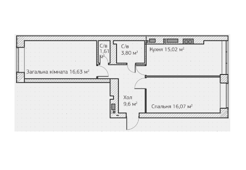 2-комнатная 61.63 м² в ЖК Синергия 3 от 20 200 грн/м², г. Ирпень