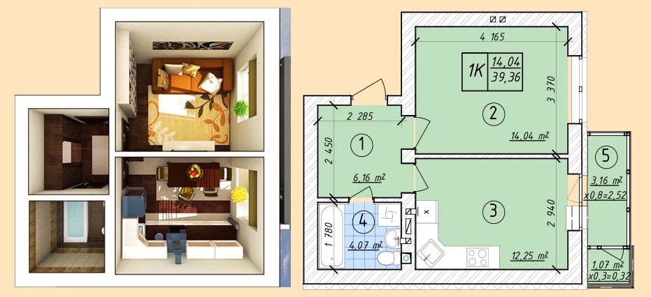 1-кімнатна 39.36 м² в ЖК Власна квартира від 32 500 грн/м², Київ