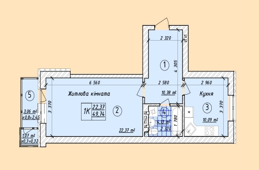 1-комнатная 49.74 м² в ЖК Власна квартира от 23 150 грн/м², Киев