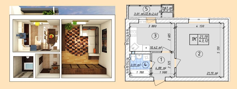 1-кімнатна 43.12 м² в ЖК Власна квартира від 32 500 грн/м², Київ
