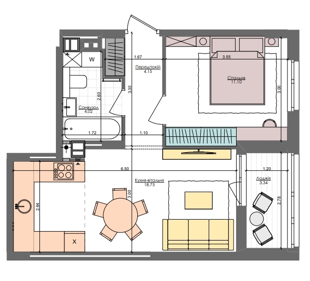 1-кімнатна 41.3 м² в ЖК Файна Таун від 37 250 грн/м², Київ