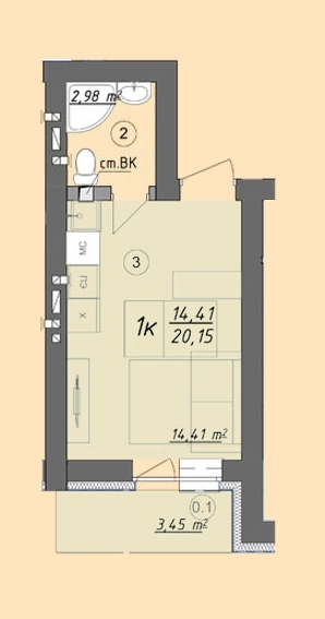 Смарт 20.15 м² в ЖК Власна квартира от 32 500 грн/м², Киев