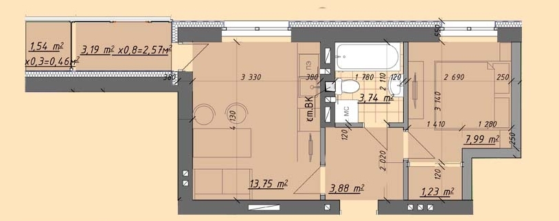 1-комнатная 33.6 м² в ЖК Власна квартира от 32 500 грн/м², Киев