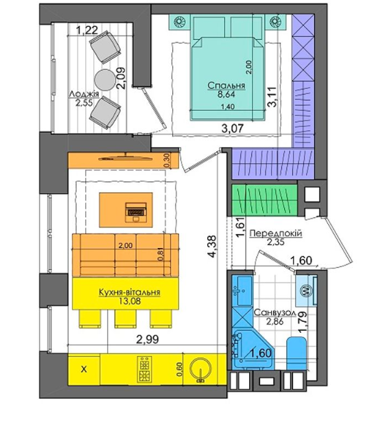 1-кімнатна 29.48 м² в ЖК Файна Таун від 38 550 грн/м², Київ