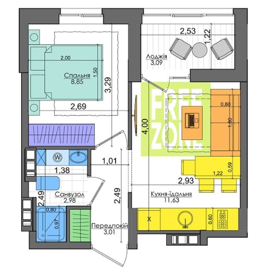 1-кімнатна 29.5 м² в ЖК Файна Таун від 37 250 грн/м², Київ