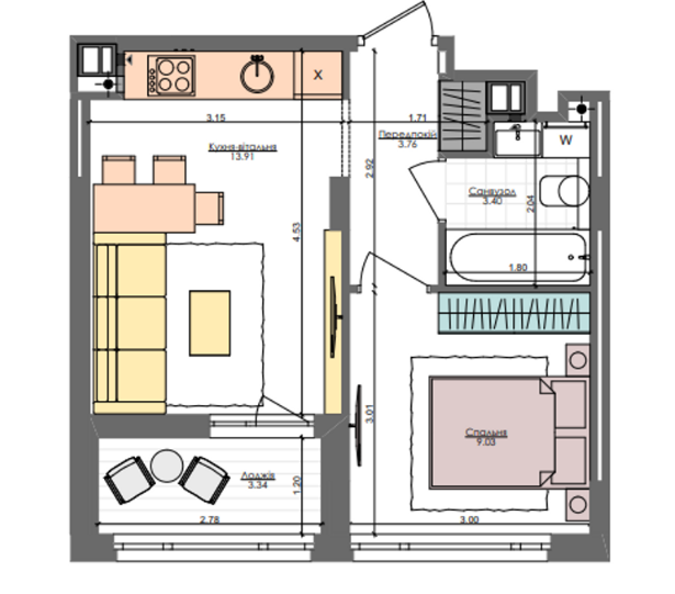1-комнатная 33.4 м² в ЖК Файна Таун от 29 600 грн/м², Киев