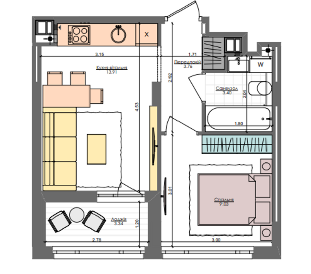 1-кімнатна 33.4 м² в ЖК Файна Таун від 38 550 грн/м², Київ