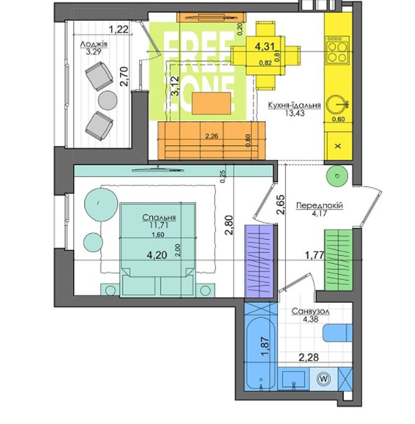 1-кімнатна 36.94 м² в ЖК Файна Таун від 38 550 грн/м², Київ