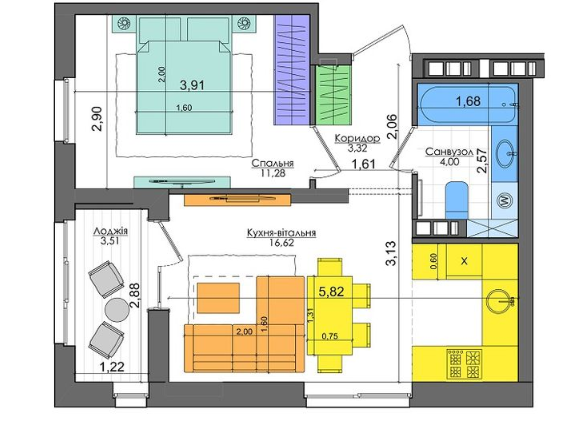 1-комнатная 38.72 м² в ЖК Файна Таун от застройщика, Киев
