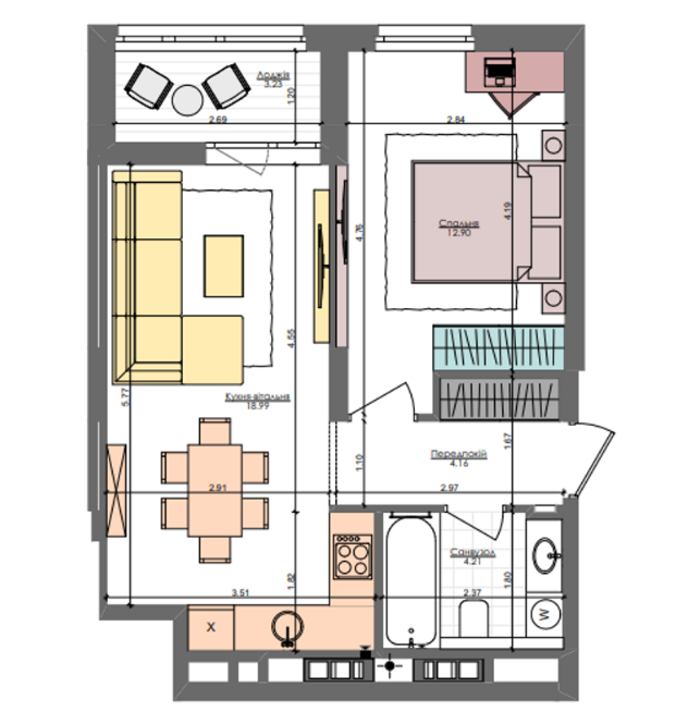 1-кімнатна 43.5 м² в ЖК Файна Таун від 39 600 грн/м², Київ