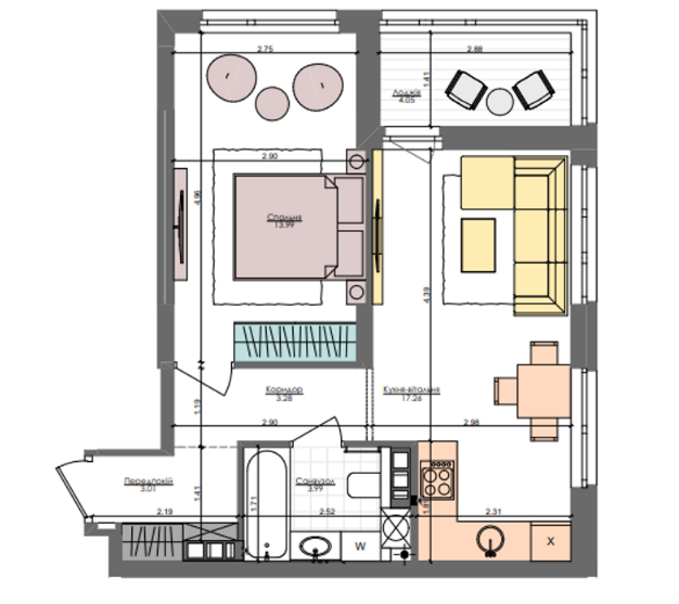 1-комнатная 45.6 м² в ЖК Файна Таун от 39 250 грн/м², Киев