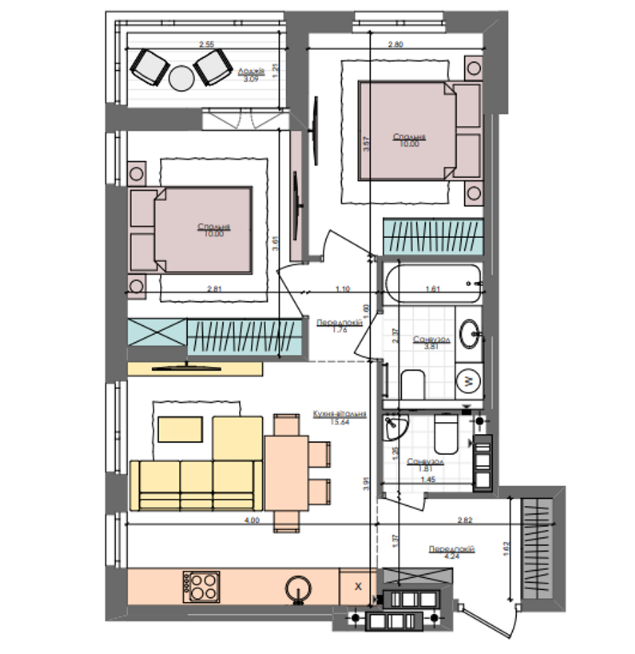 2-кімнатна 50.3 м² в ЖК Файна Таун від 34 500 грн/м², Київ