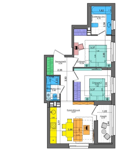 2-кімнатна 53.27 м² в ЖК Файна Таун від 40 800 грн/м², Київ