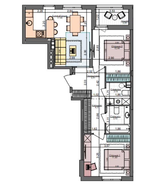 2-комнатная 58.02 м² в ЖК Файна Таун от застройщика, Киев