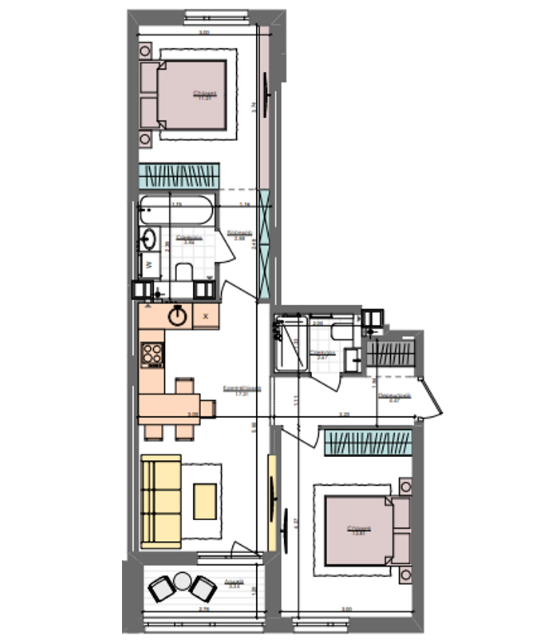 2-кімнатна 58.6 м² в ЖК Файна Таун від 55 050 грн/м², Київ