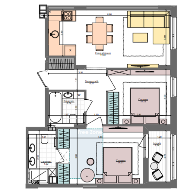 2-кімнатна 62.3 м² в ЖК Файна Таун від забудовника, Київ