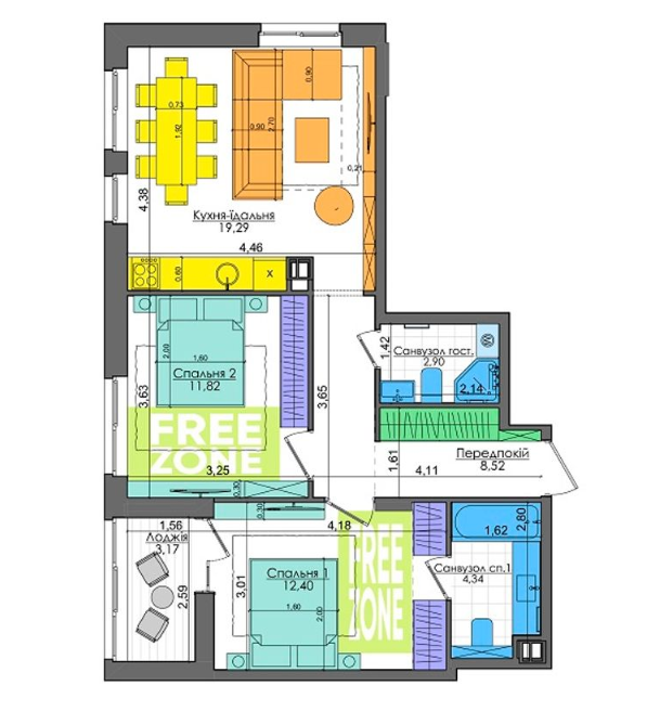 2-комнатная 62.48 м² в ЖК Файна Таун от 40 800 грн/м², Киев