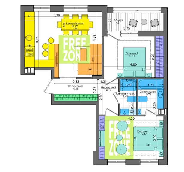 2-комнатная 63.13 м² в ЖК Файна Таун от 37 400 грн/м², Киев