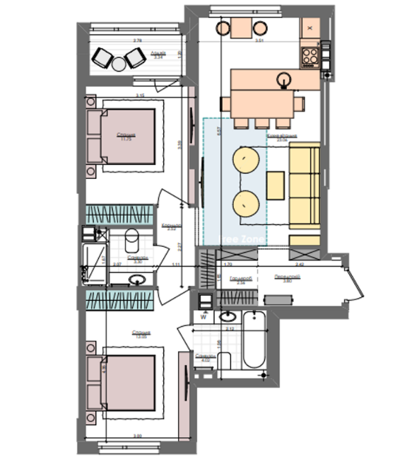 2-комнатная 67.3 м² в ЖК Файна Таун от 28 550 грн/м², Киев